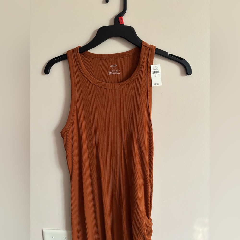 NWT Aerie Ruched Rib Midi Dress small - Picture 2 of 7